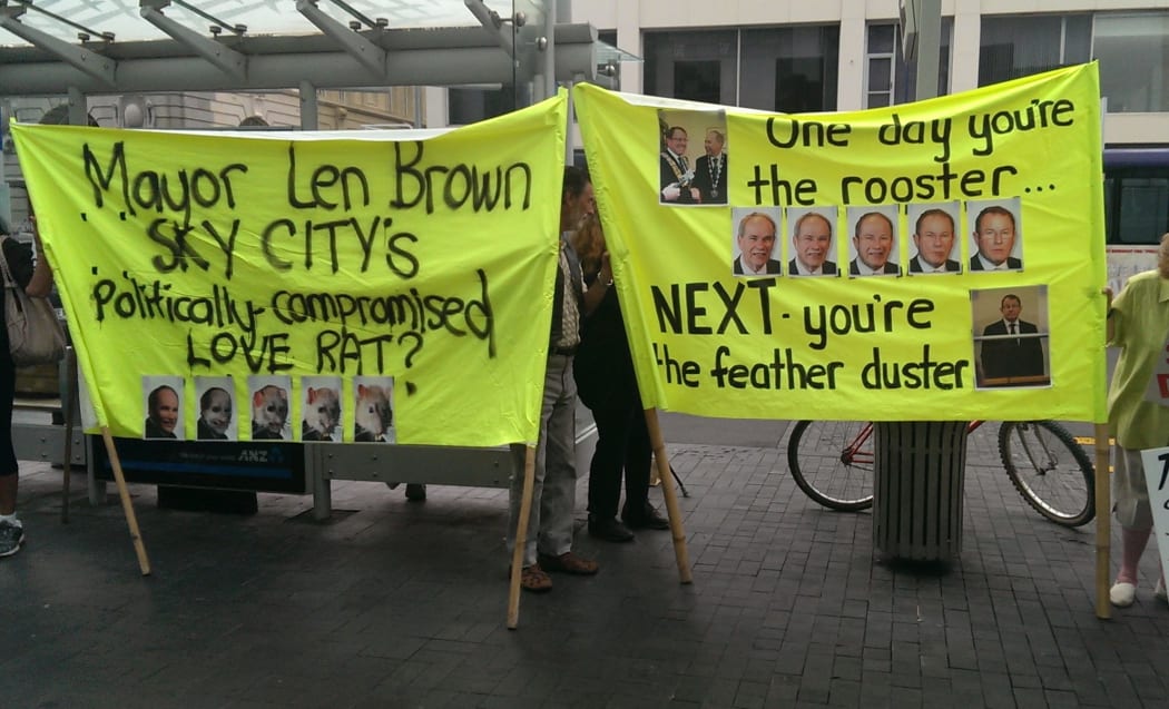 Affordable Auckland protesters against mayor Len Brown.