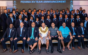 The squad and officials at the Holiday Inn, Suva