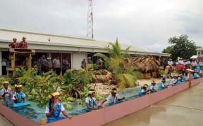 Local children welcome Pacific Islands Forum leaders to Tuvalu