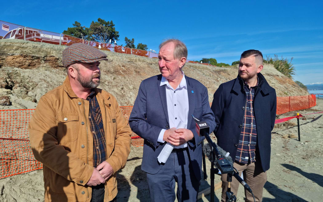 Nelson City Council's community services group manager Andrew White, Mayor Nick Smith and councillor Campbell Rollo.