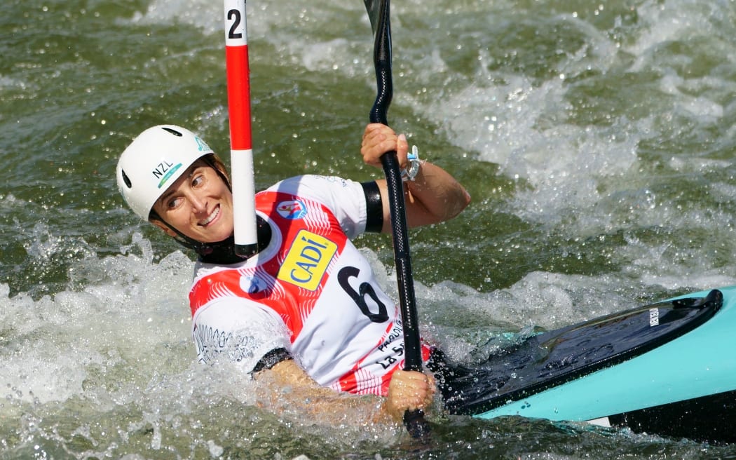 New Zealand paddler Luuka Jones competing in Canoe Slalom