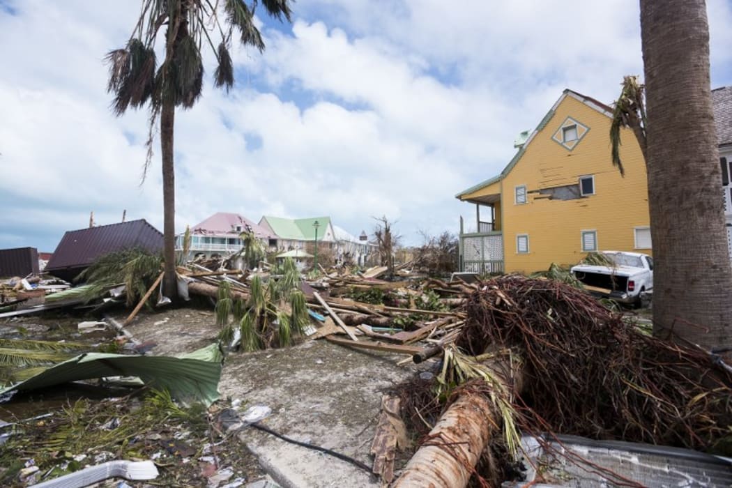 Damage in Orient Bay on the French Caribbean island of Saint-Martin, after the passage of Hurricane Irma.