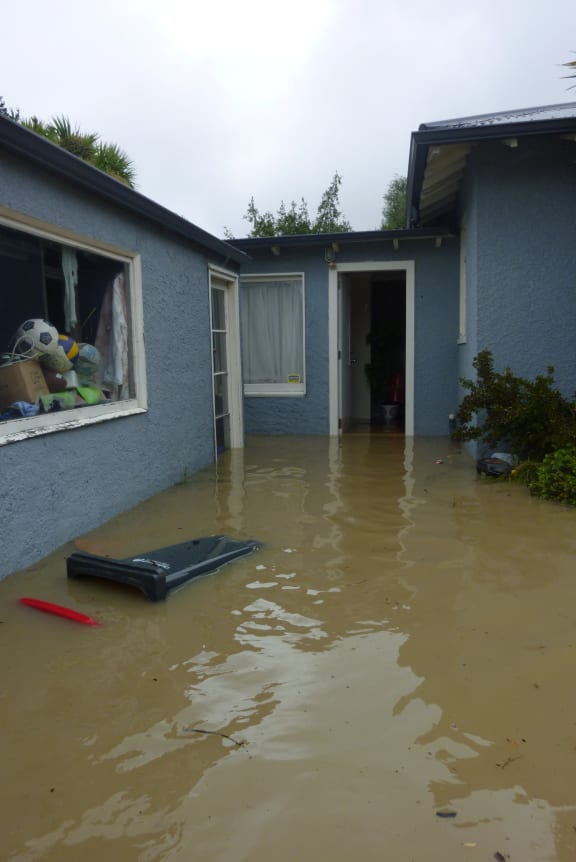 A flooded home in Sheldon Street, Woolston.