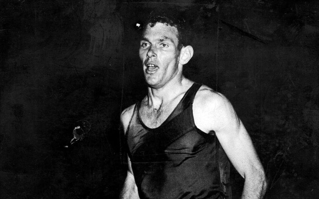 New Zealand middle distance runner Peter Snell in action, year unknown.