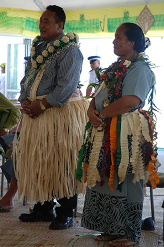 The Ulu of Tokelau, Siopili Perez, and his wife, Taase Perez, at their inauguration.