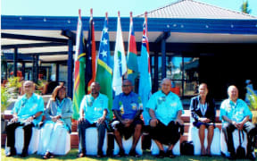 Delegates at the Melanesian Spearhead Group Foreign Ministers Meeting in Fiji, 16 June 2016. The new MSG director-general Amena Yauvoli is in centre position.