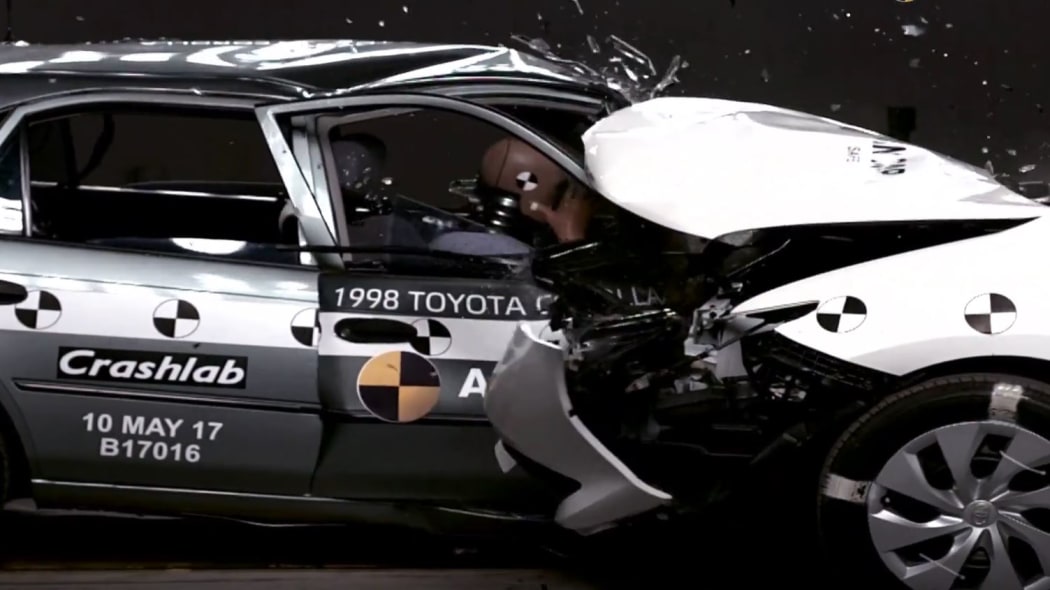 A 1998 Toyota Corolla came out much worse off than its 2015 counterpart in a crash test.