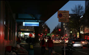 Homeless people camp outside Auckland City Mission.