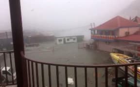 Image taken from a video posted on Facebook by Stefany Santacruz showing the view from her balcony as Hurricane Irma hits the Island of St Maarteen.