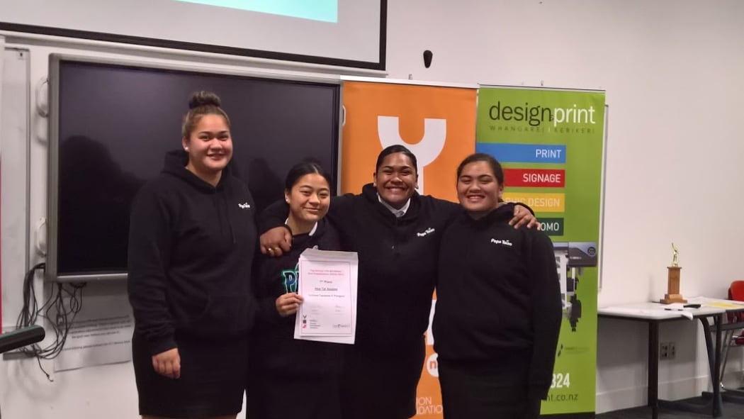 Iripareraukura Te Tai and team, winners of the Northland YES Young Enterprise Oral Business Pitch award.