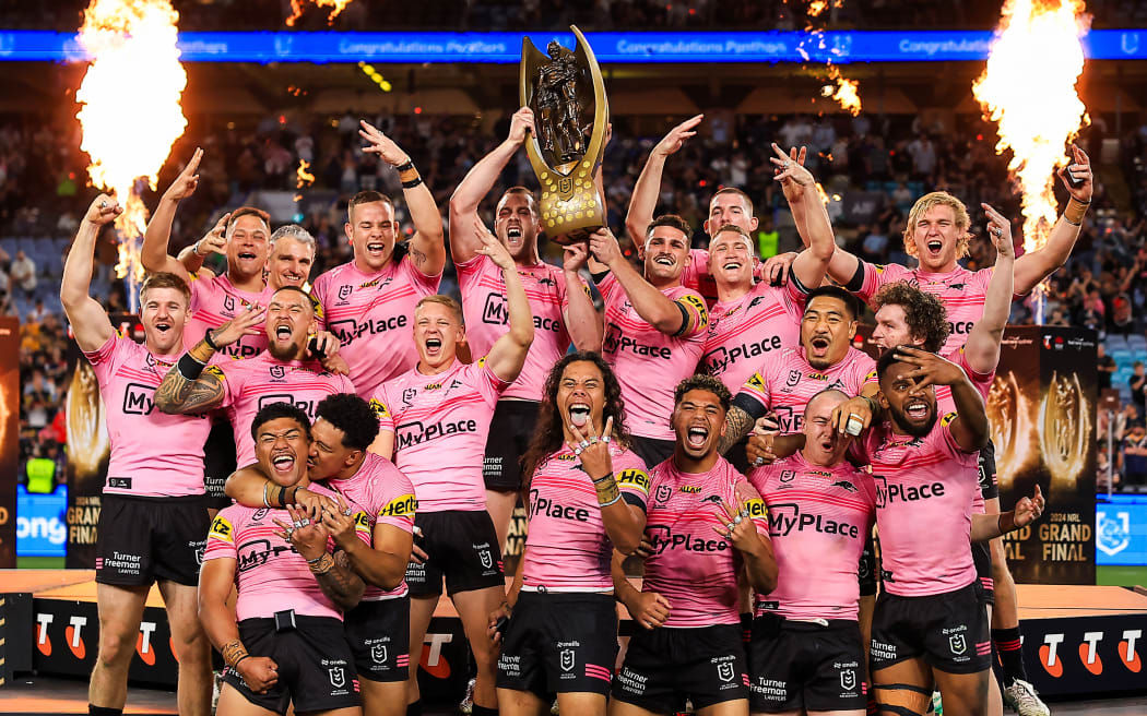 Penrith celebrate winning the 2024 NRL Grand Final.