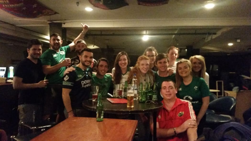 Munster Inn owner Fan Hanrahan (in red) said there were plenty of fans there to watch the match.