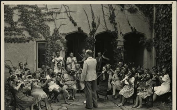 Douglas Lilburn conducting his Cambridge Suite at the 1946 Cambridge Music School, between 26 January-2 February.