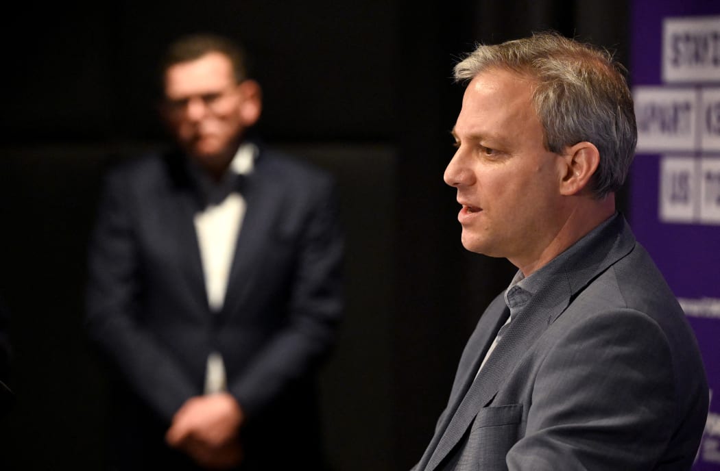 Victoria's Chief Health Officer Brett Sutton (R) speaks as state premier Daniel Andrews (L) listens during a press conference in Melbourne on July 22, 2020.