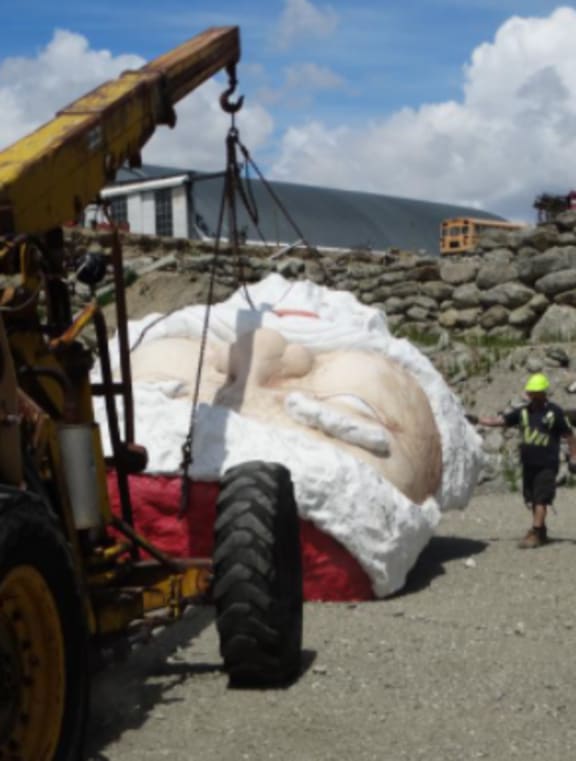 The Santa is unloaded at the Wanaka National Transport and Toy Museum.