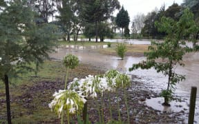 Flooding at a Brightwater property after the Wairoa River breached its banks.