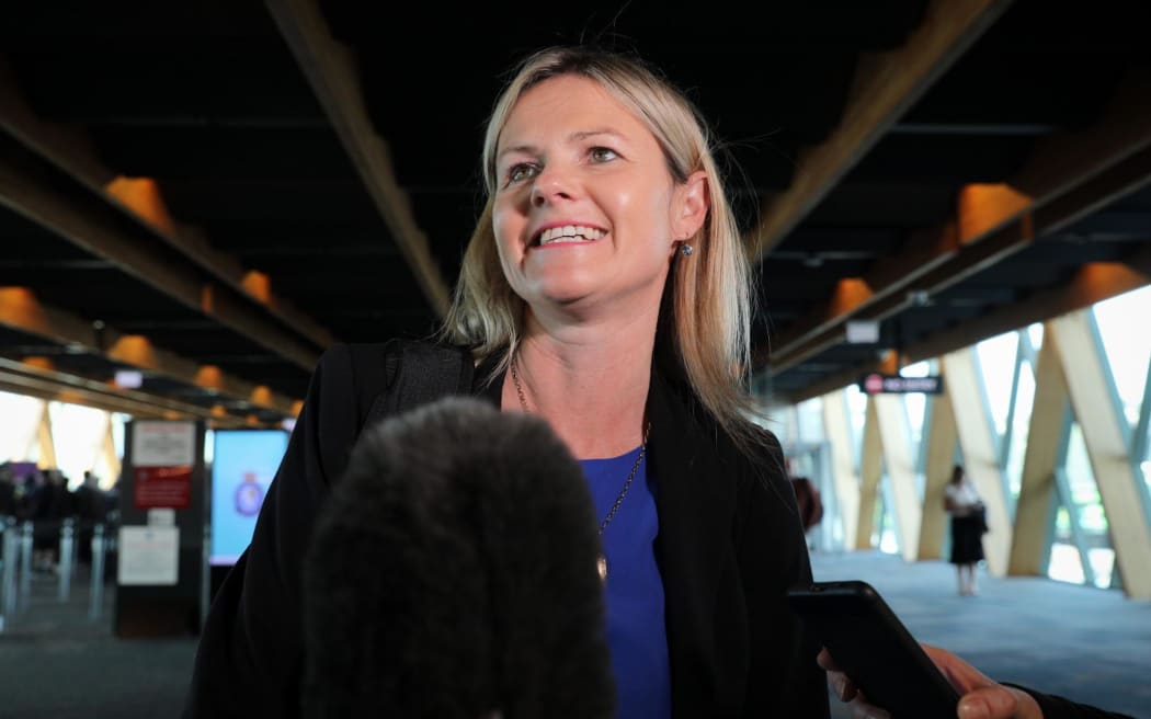 National Party's Catherine Wedd arrives at Wellington Airport on 16 October 2023 following the election.