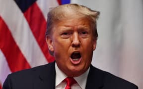 US President Donald Trump speaks during a bilateral meeting with Italy's Prime Minister Giuseppe Conte (unseen) at the NATO summit at the Grove hotel in Watford, northeast of London.