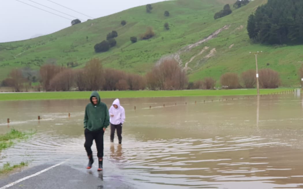 Flooding near Te Karaka on 22 June 2023.
