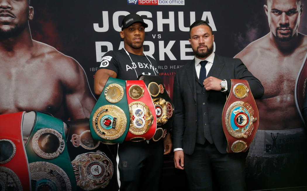 Heavyweight boxing champions Anthony Joshua and Joseph Parker