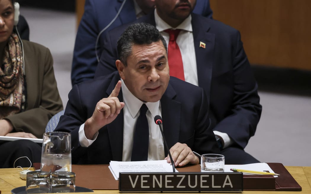 Venezuela's ambassador to the UN Samuel Moncada speaks during a United Nations Security Council meeting on U.S. Military Actions against Venezuela, at United Nations headquarters on December 23, 2025 in New York. (Photo by ANGELA WEISS / AFP)