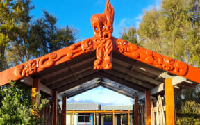 The waharoa at Te Kura Kaupapa Māori o Tamaki-Nui-a-Rua.
