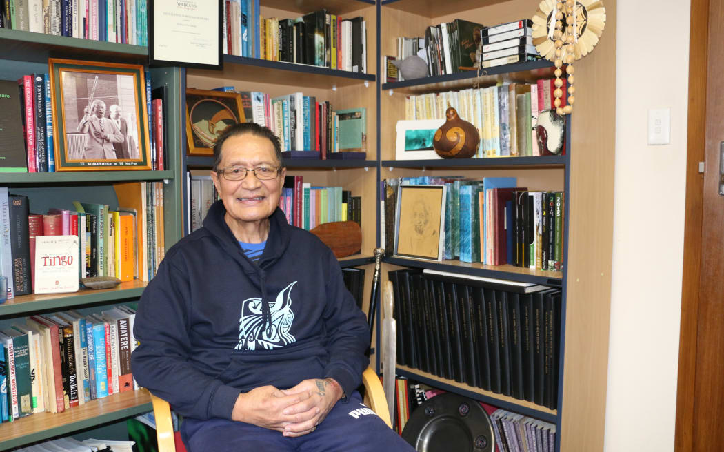 Professor Pou Temara at his office, University of Waikato