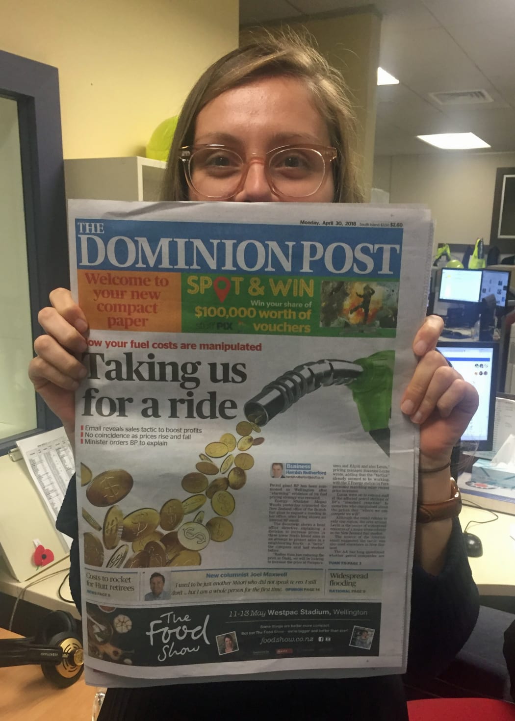 The first edition of the new tabloid-sized Dominion Post.