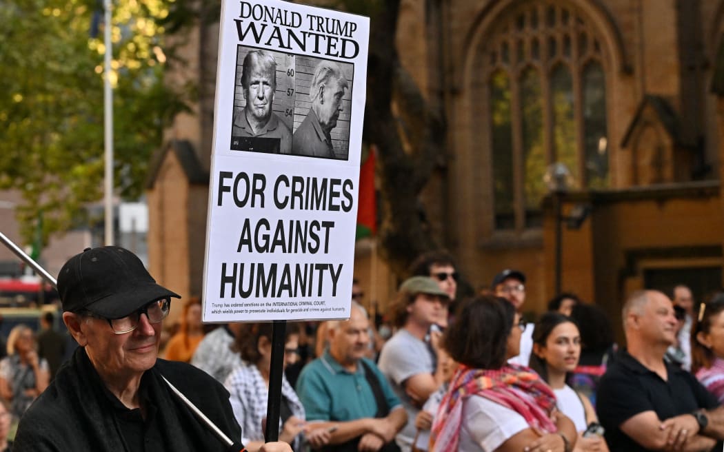 Pro-Palestinian protesters attend a rally against US President Donald Trump's recent remarks on Gaza and Israeli Prime Minister Benjamin Netanyahu in Sydney on February 7, 2025. (Photo by Saeed KHAN / AFP)