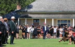Parliamentarians welcomed on to the upper Waitangi treaty grounds on February 5.