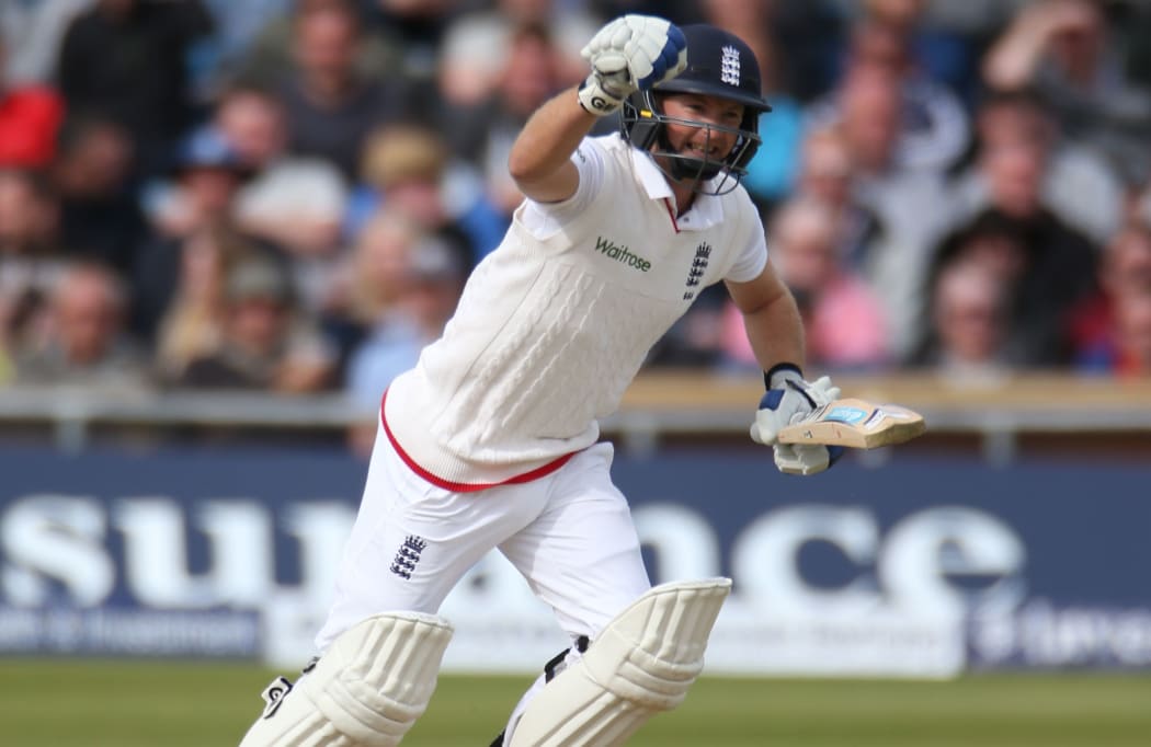 Adam Lyth celebrates his maiden century against New Zealand at Leeds, 2015.