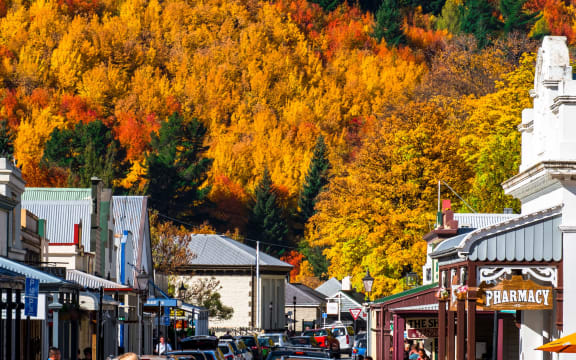 2018 April, 5 - Otago, New Zealand, Arrowtown in autumn with colorful trees.