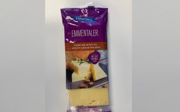 The 200-gram packet of Emborg Emmentaler cheese that is the subject of the recall.
