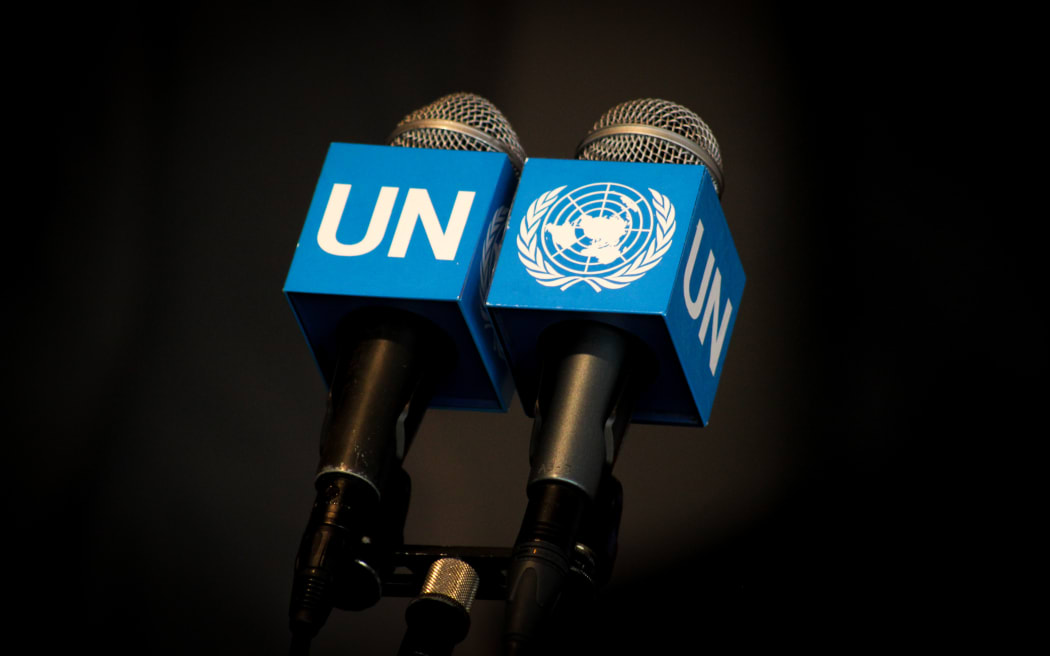 United Nations stake out stand, New York.