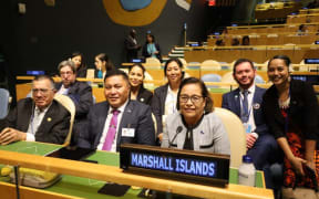 President Hilda Heine at the 79th United Nations General Assembly with Marshall Islands diplomats, pictured on Sept 24, 2024