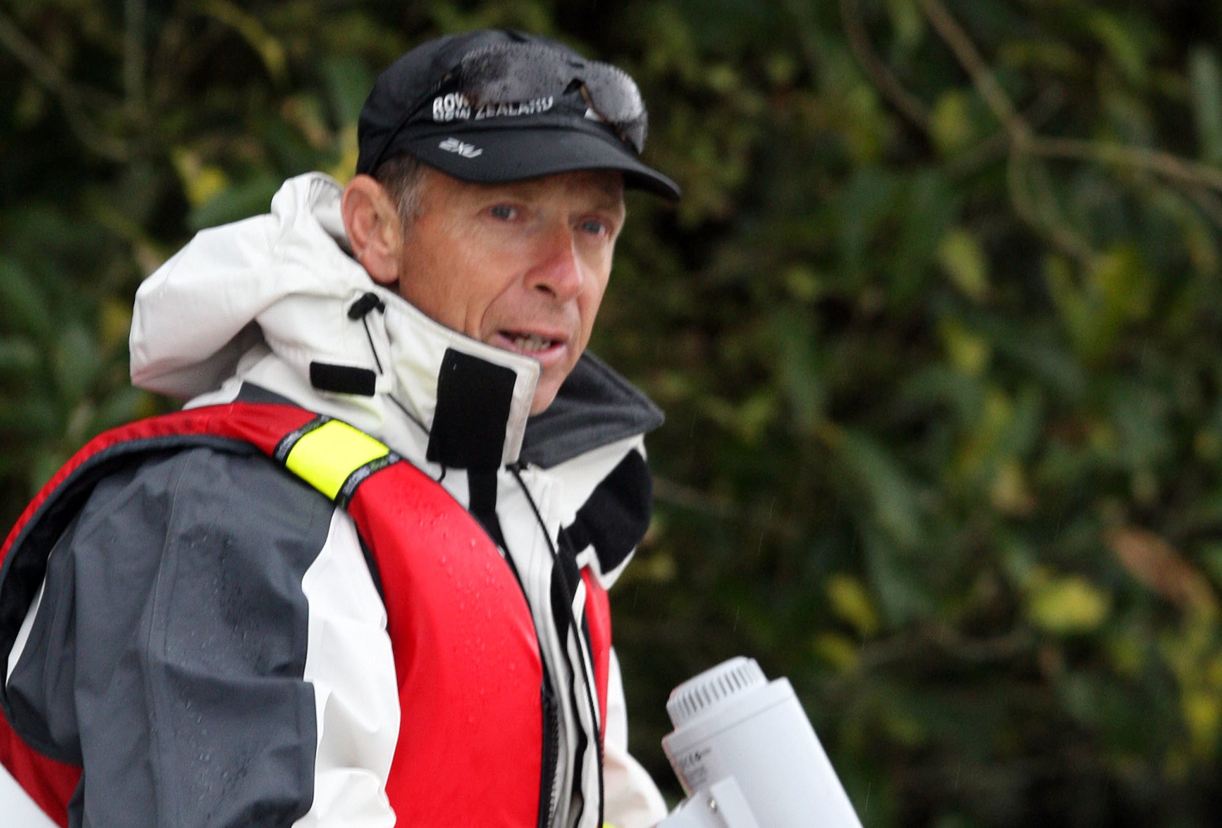 Rowing coach Dick Tonks during a morning of training on Lake Karapiro in 2010.