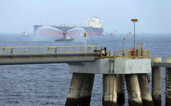 Sept. 21, 2016 file photo, an oil tanker approaches to the new Jetty during the launch of the new $650 million oil facility in Fujairah, United Arab Emirates.