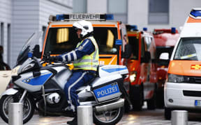 BERLIN, GERMANY - AUGUST 22: German ambulance which transported Russian opposition leader Alexei Navalny is seen outside Charite Hospital in Berlin, Germany on August 22, 2020.