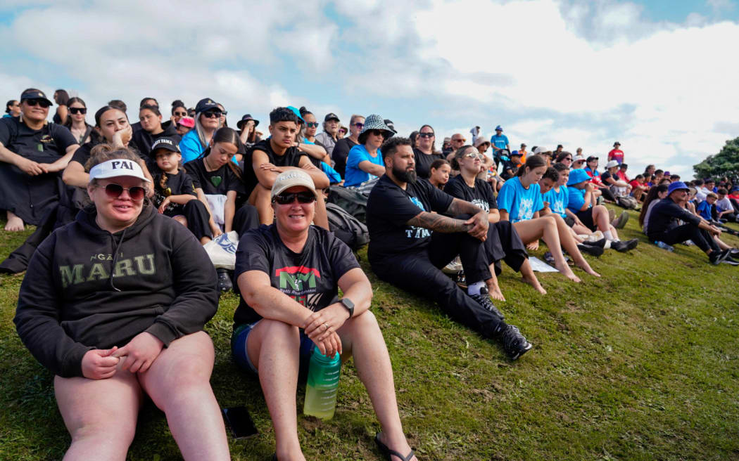 Hundreds of whānau representing their iwi around the maunga were welcomed in a pōwhiri led by Taranaki Iwi at Te Kura Kaupapa Māori o Tamarongo on Friday morning.