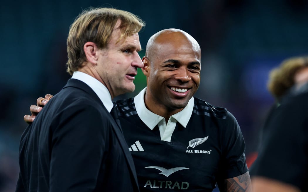 New Zealand's Head Coach Scott Robertson and Mark Tele'a