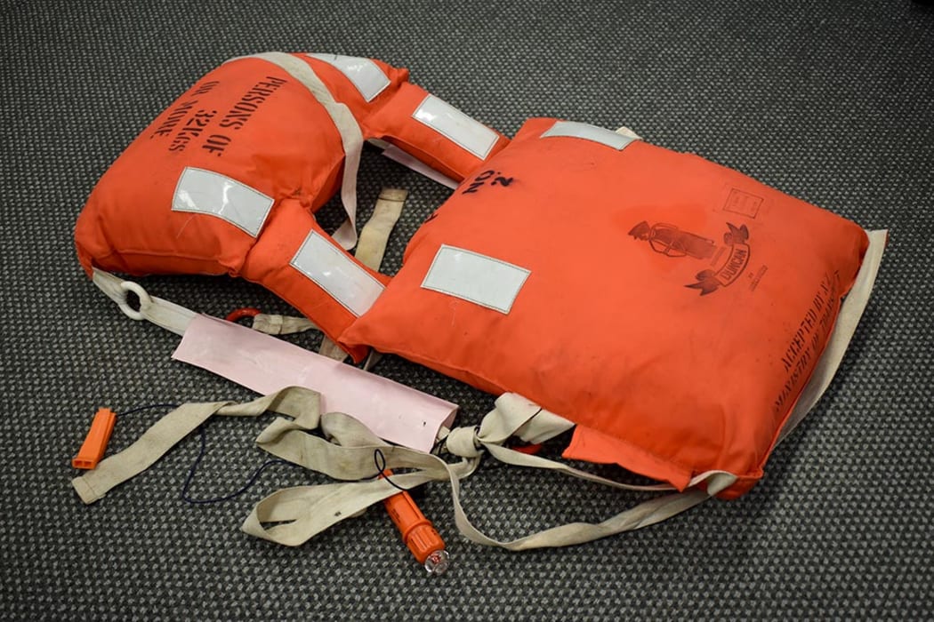 An old lifejacket. Maritime NZ is advising boaties to replace old lifejackets that have  kapok filling or cotton straps because they are unsafe