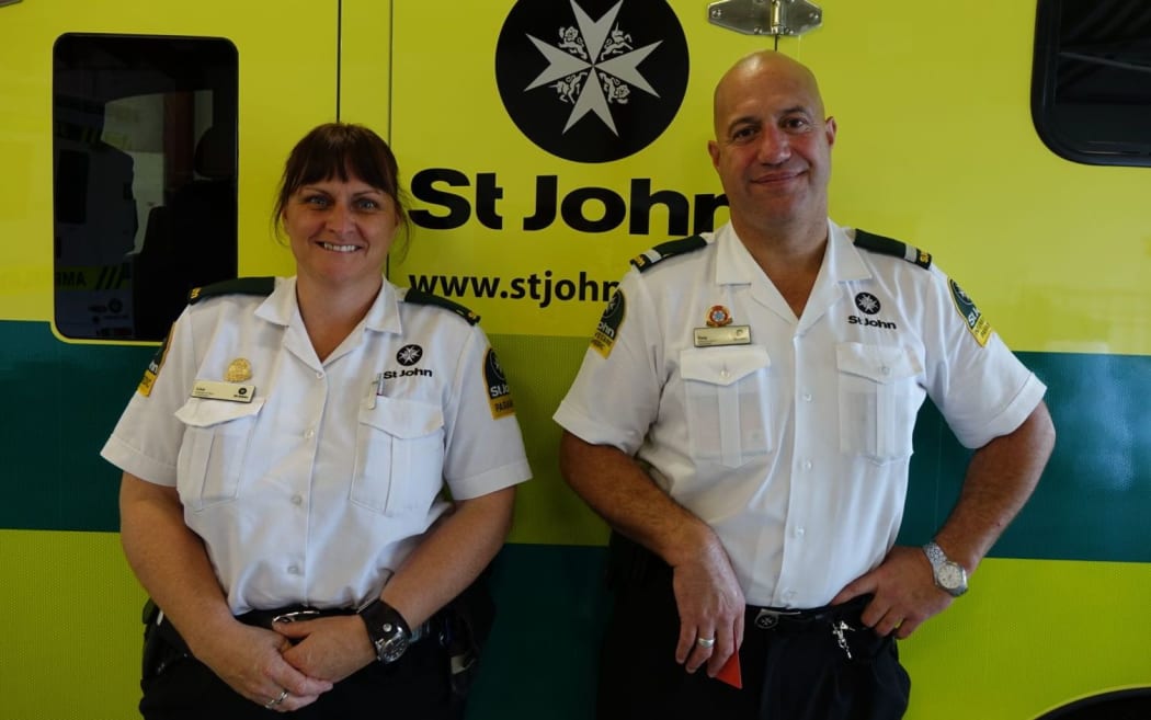 Paramedics Lisa Charman and Tony Hohepa.