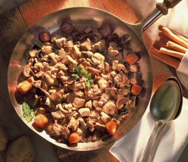 Finanziera stew - a typical Piedmont dish in Italy - includes mixed organ meats.