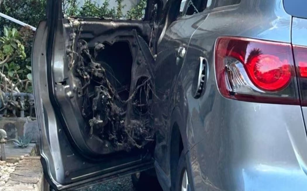 The vehicle sustained significant damage in the incident overnight.