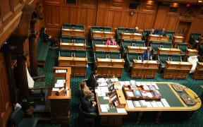 The Annual Review Debate underway in the debating chamber. Deputy Speaker Anne Tolley is chairperson and the mace is under the table to show the House is in committee.