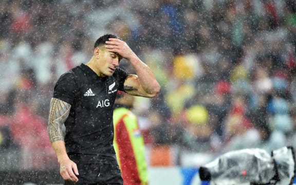 Sonny Bill Williams goes off the field after receiving a red card.