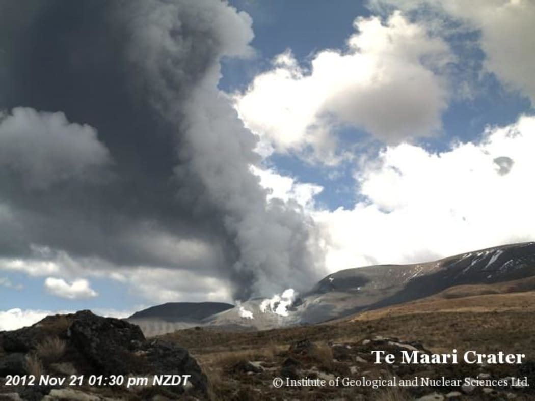 Eruption as seen from the Te Maari Crater webcam