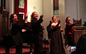 Performers sing classic waiata Māori at the launch of Aotearoa Songbook.