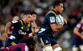 Shannon Frizell of the Highlanders in action during the Super Rugby match between the Highlanders and the Reds.