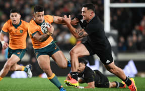 Wallabies back Hunter Paisami in action against the All Blacks.